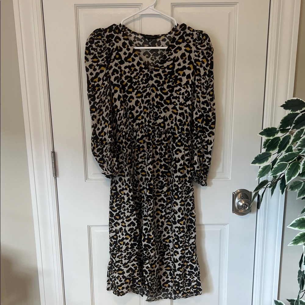 Banana Republic Leopard Print Long Sleeve Dress